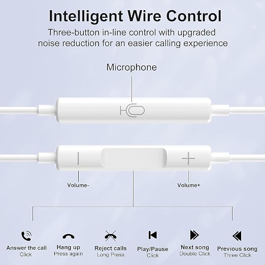 Premium Wired Earphones with Microphone – Clear Sound, Comfortable Fit & Easy Call Control
