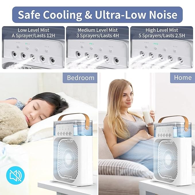 Portable Mini Air Cooler with Mist & LED Light