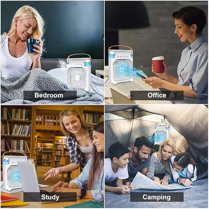 Portable Mini Air Cooler with Mist & LED Light
