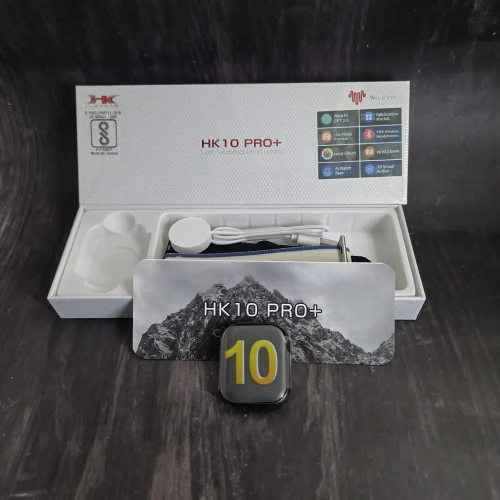 HK 10 Pro+ Edition Smartwatch, fitness tracker, heart rate, sleep tracking, Bluetooth calls, (2 Straps)
